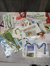 Box Lot Of Catholic Religious Items Rosaries, Necklaces, Medals, Pendants 