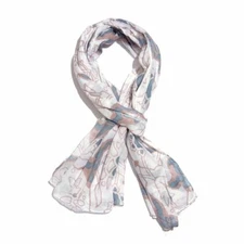 J Francis Scarf Blue and White 100% Cotton Floral Printed (72 x 40 in)