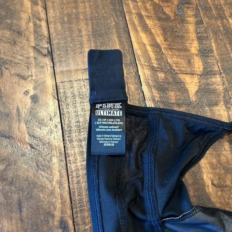 Victoria's Secret PINK Ultimate Unlined Sports Bra Top “Pink” Black Xs - Image 4 of 4