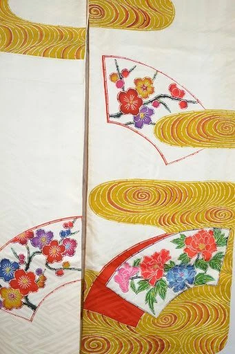 100% SILK WEDDING TSUKESAGE:PEONY CHRYSANTHEMUM MAPLE Folding Fan/Ripple@G21a - Image 2 of 4