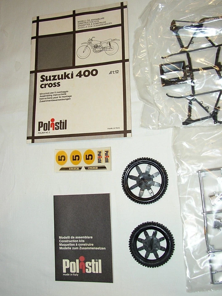 MOTO SUZUKI 400 CROSS - POLISTIL - 1974 - SCALA 1:12 KIT - MINT/BOX - MOLTO RARO - Immagine 3 di 4