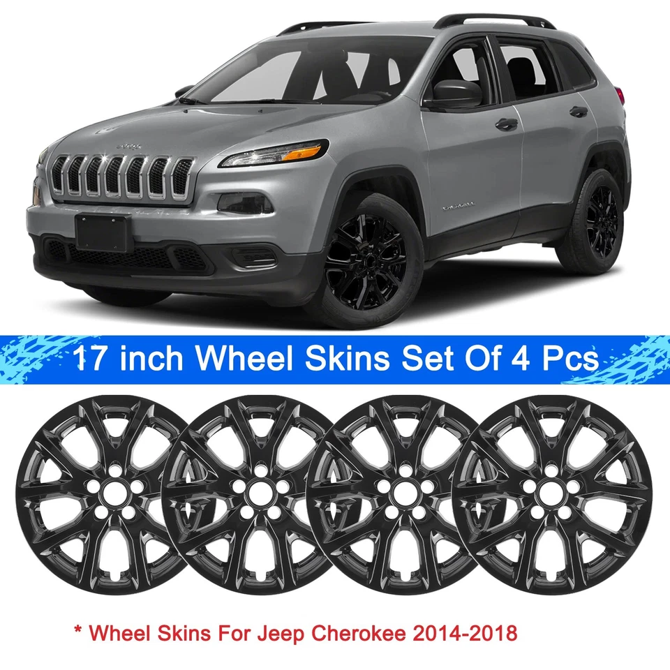 Glossy Wheel Skins For 2014-2018 Jeep Cherokee; Wheel Covers; 4Pcs; 17 inch Foto 2 de 4