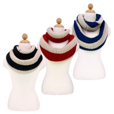 Premium Soft Knit Striped Infinity Loop Circle Scarf - Diff Colors Avail