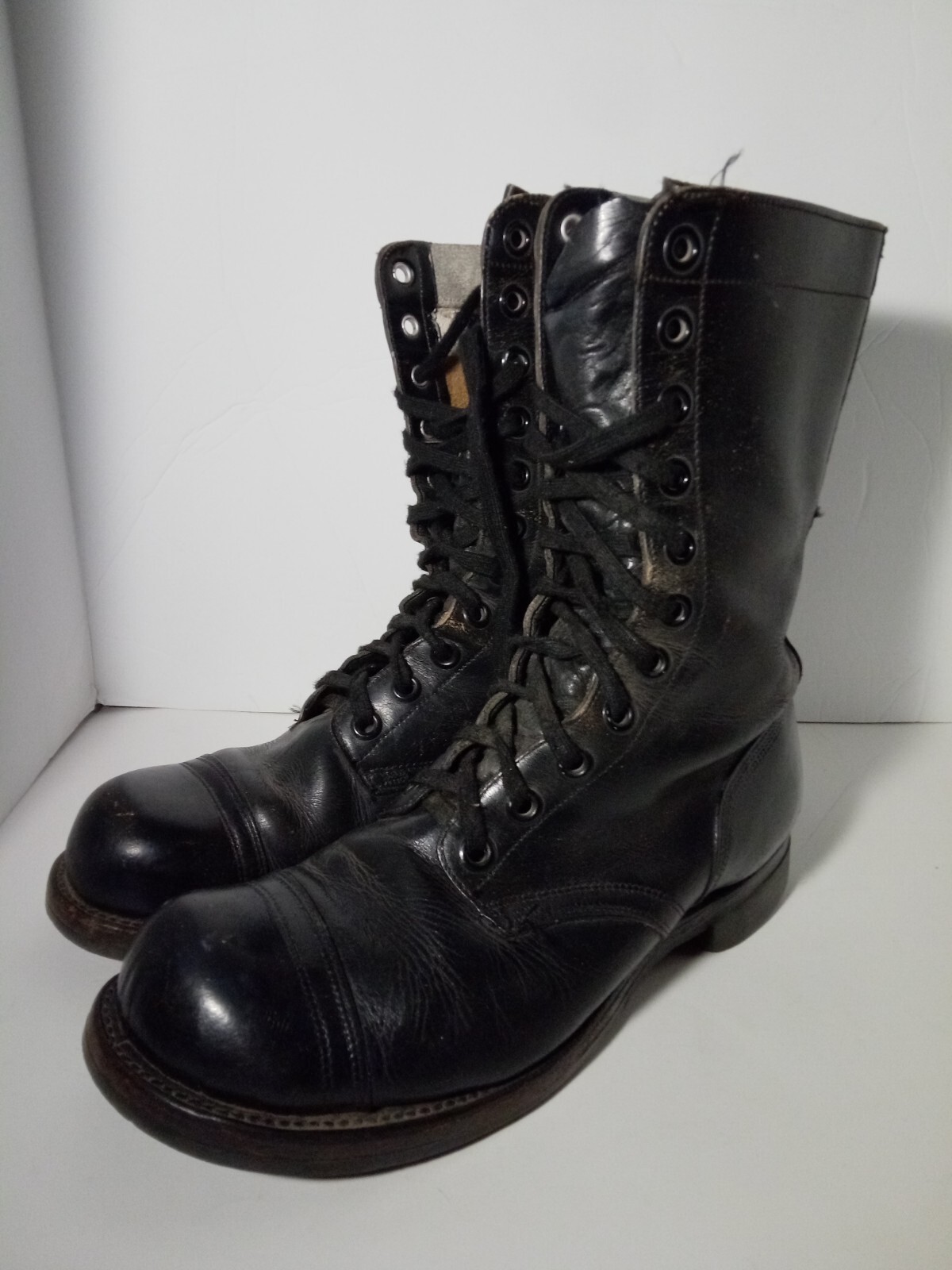 VTG Vietnam Slipknot Black Leather Military Combat Boots Size 8.5 W Style 9-58