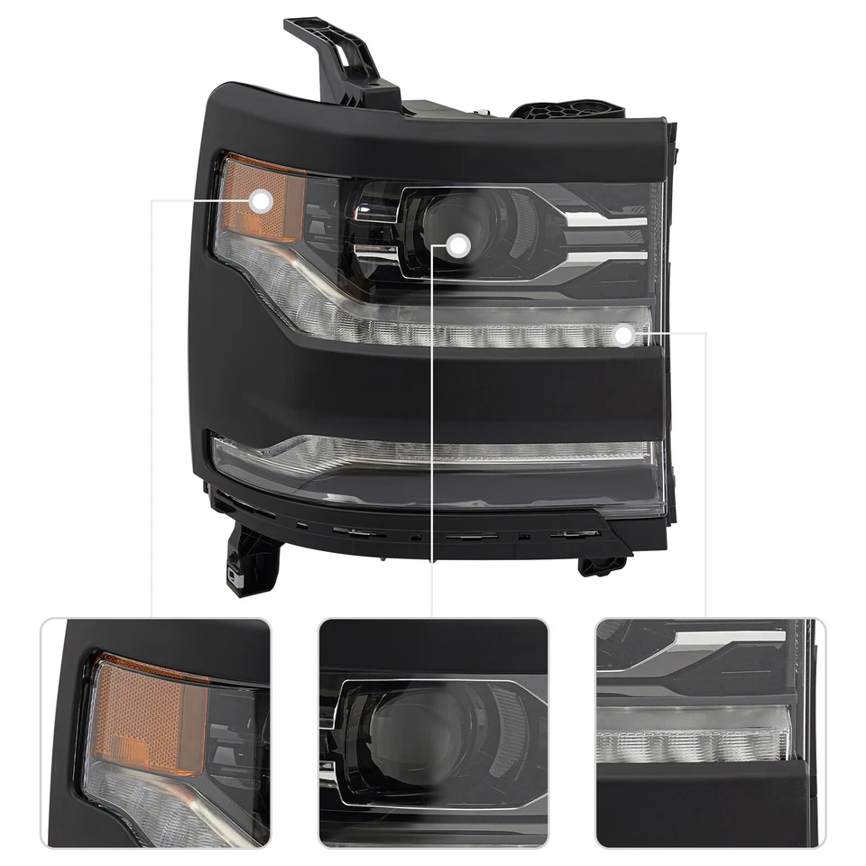 Faro delantero LED para Chevrolet Silverado 1500 2016-2018 con pasajero DRL derecho Foto 4 de 4
