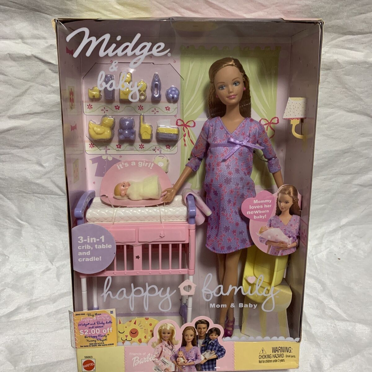 Boneca Barbie Grávida Midge & Baby Happy Family Sem Juros