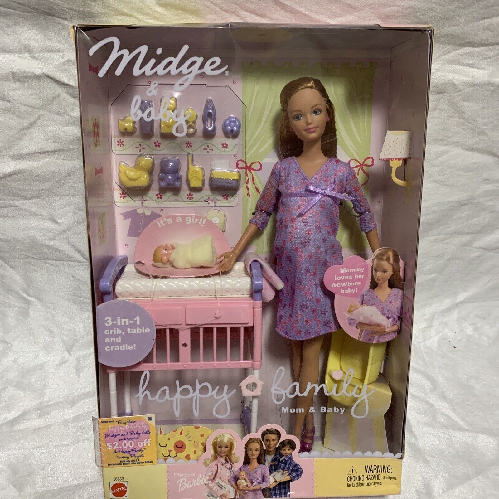 Barbie Midge Baby Happy Family Boneca grávida afro-americana 2002