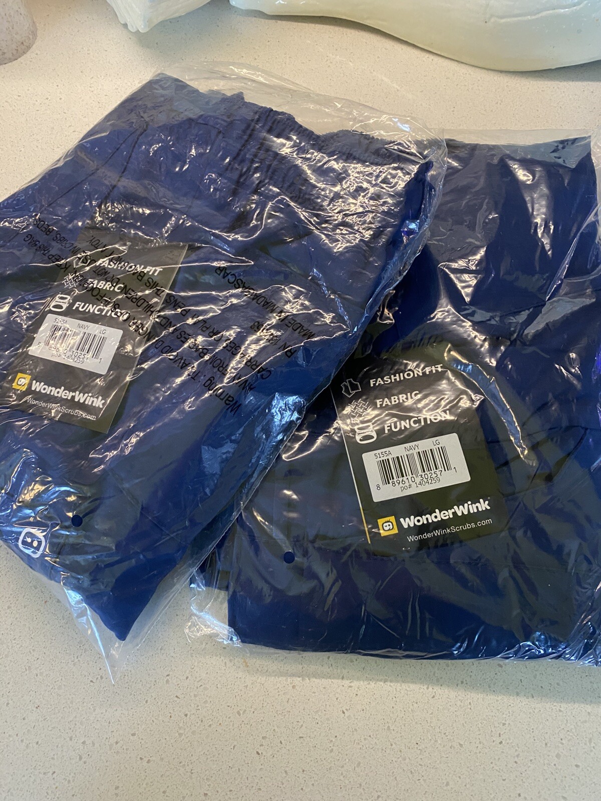 2 Pairs Navy Blue Scrub Pants Size Large WonderWink New In Package 5155A Unisex
