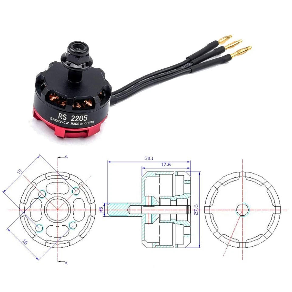 Lightweight RS2205 2300KV Brushless Motor with Cooling Fins for FPV Racing - Image 4 of 4
