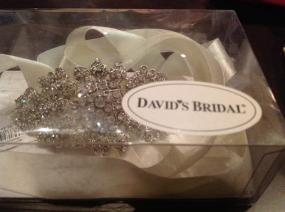 Wedding Dress Crystal Rhinestone Bling Ivory Ribbon Sash  display picture 1