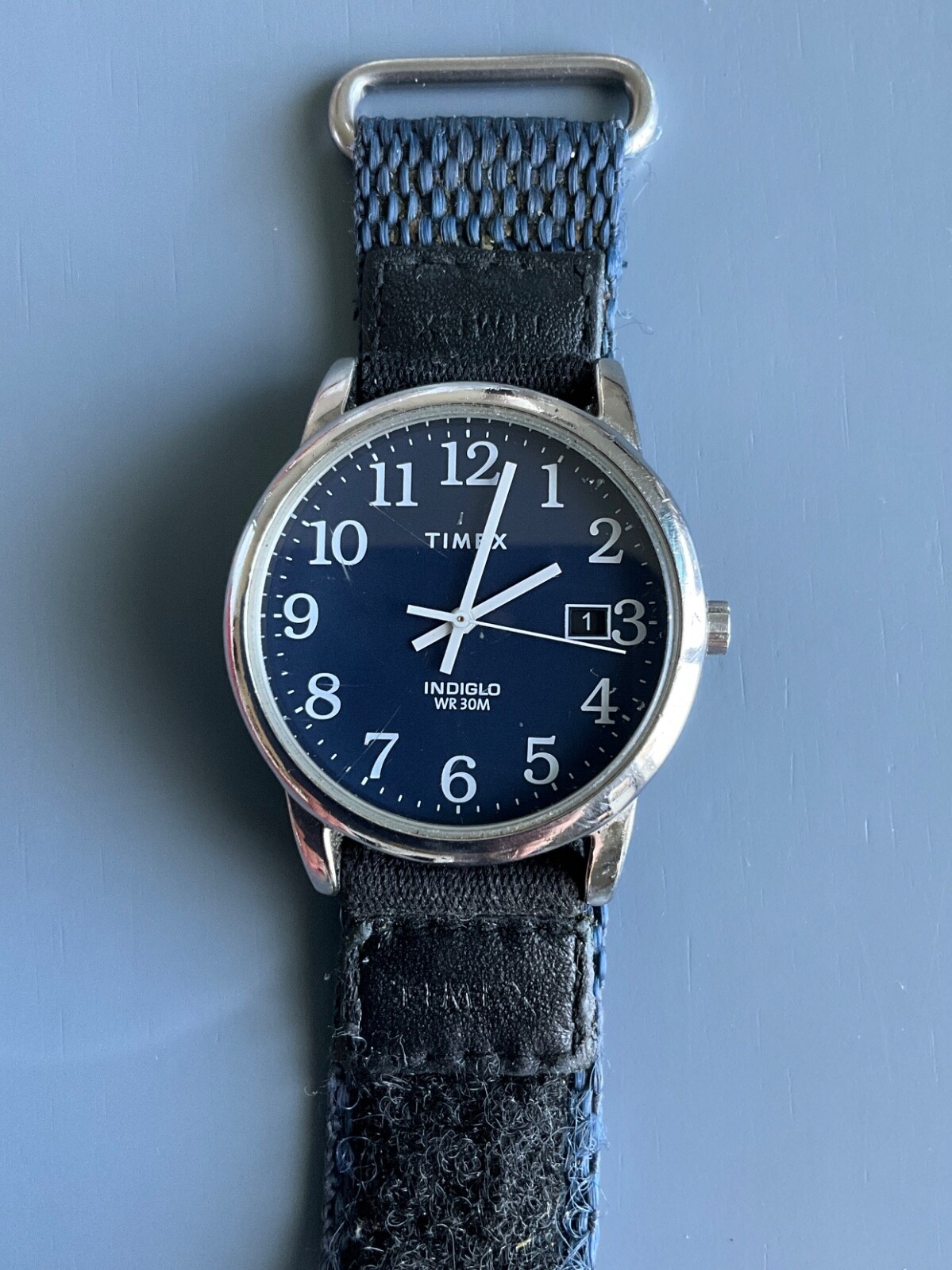 Timex Men's Easy Reader Blue Nylon Wrapstrap Watch with New Battery TW2U85000