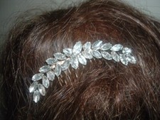 VINTAGE ESTATE FRENCH MARQUISE CUT CRYSTAL SLIDE HAIR COMB 3.5" C I