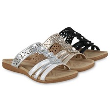 Damen Sandalen Pantoletten Strass Metallic Schlappen Sommerschuhe 830962 Schuhe