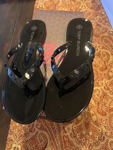 Tory Burch perfect black studded Jelly Sandals,size 9,BNIB, MSRP $128, must  have | eBay