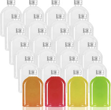 Plastic Bottles with Caps,24 Pack Clear Juice Bottles Flask Bottle Reusable Mini