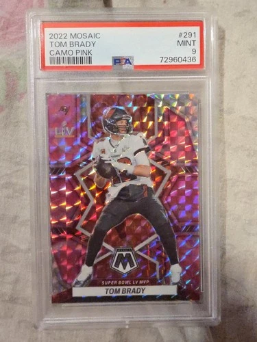 2022 Panini Mosaic Tom Brady Camo Pink Mosaic Prizm #291 PSA 9