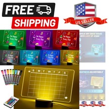 Acrylic Dry Erase Board with Light 12 x 8" LED Note Board with 7 Colors Light...