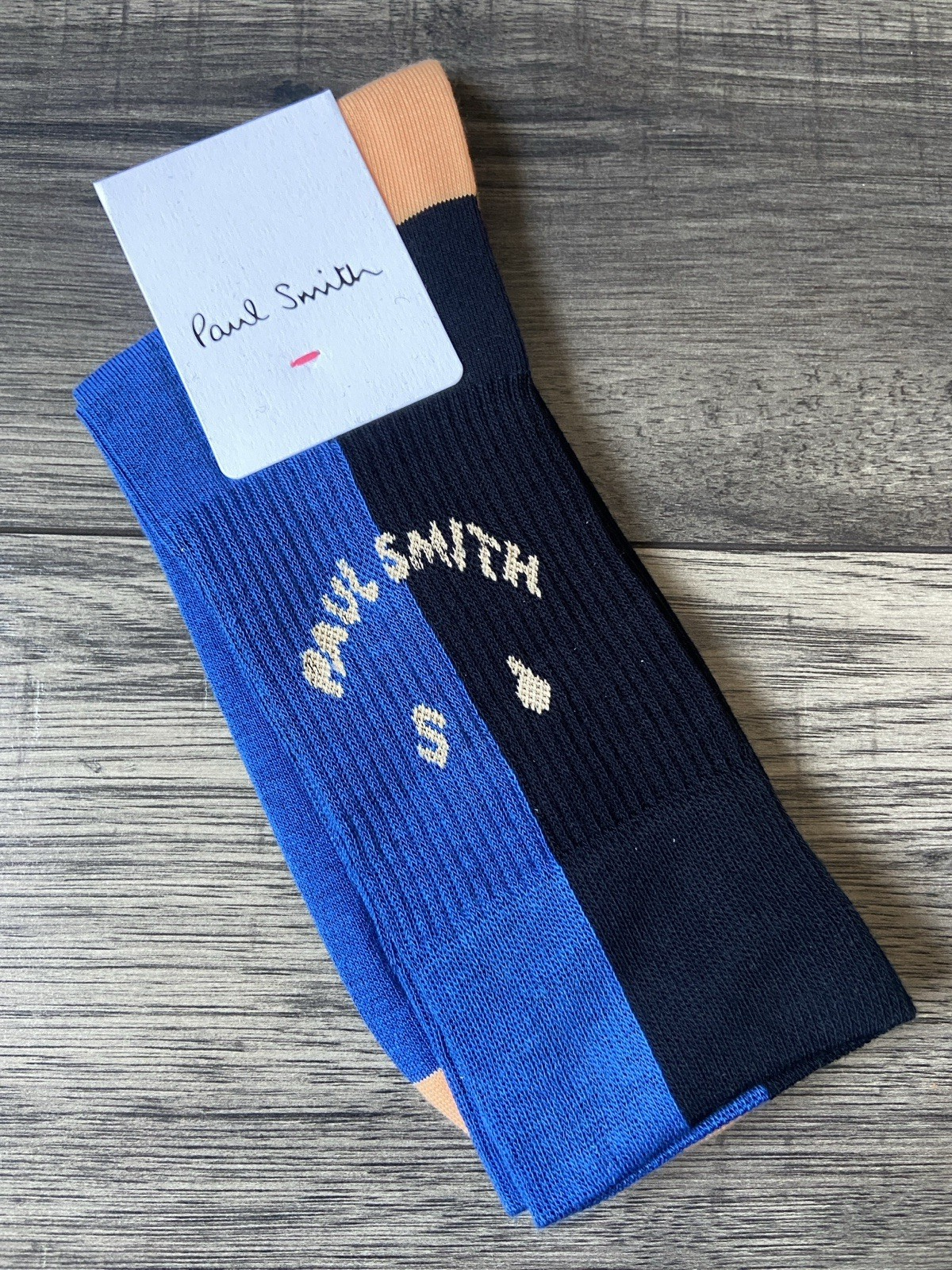 PS PAUL SMITH RIBBED SOFT COTTON ""HAPPY"" SOCKS MADE IN ITALY BNWT