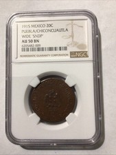 1915 Mexico 20 Centavos Puebla/Chiconcuautla Wide SNDP NGCAU50 BN