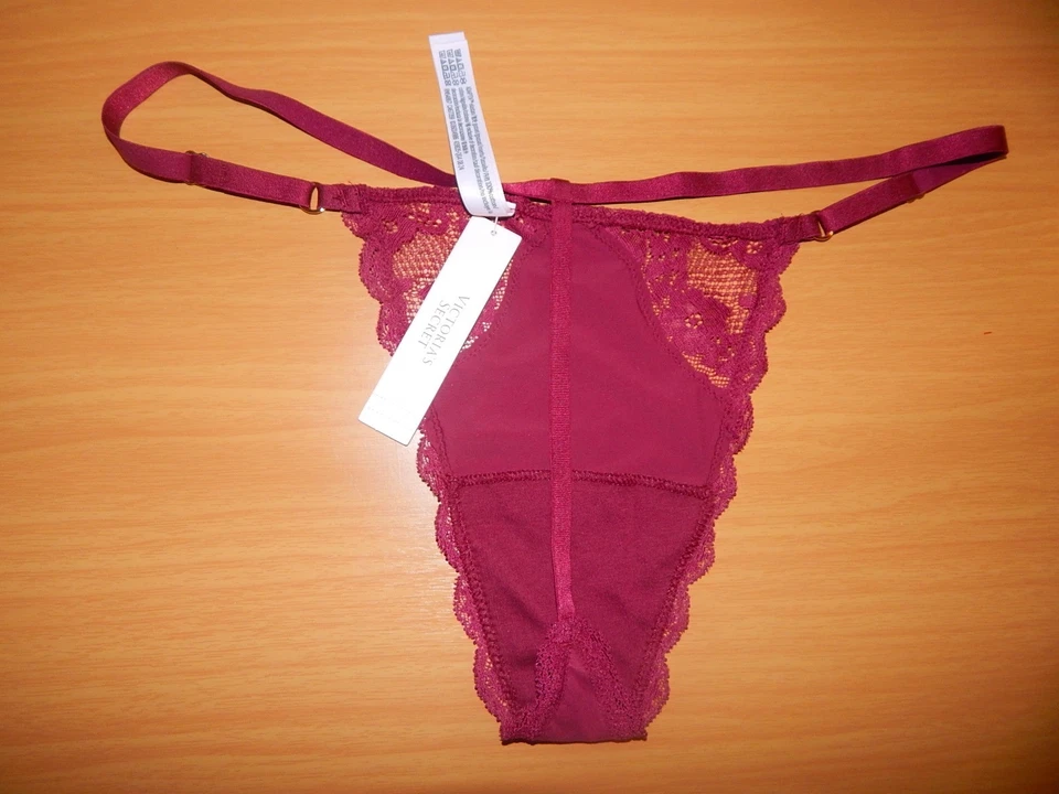 Victoria s Secret L Tanga V-String Thong Höschen Unterhose Panty  sexy bordeaux - Bild 4 von 4