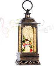 Christmas Snow Globes with Music, Snowman Snow Globe Lantern 6H Timer Lighted