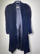 Vintage Victor Costa Blue Velvet Maxi Over Coat Sz Large Opera Cocktail