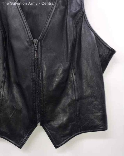 Wilsons Leather Womens Black Leather Sleeveless Full-Zip Biker Vest Size Medium - Picture 4 of 6