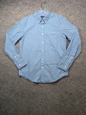 Abercrombie Fitch Shirt Men's Small Blue Gingham Plaid Button Up Office Preppy