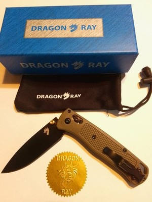 Dragon Ray S30V Pocketknife Green Carbon Fiber AXIS Lock Drop Point Black Blade
