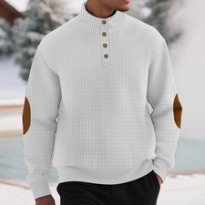 Casual Sports Men's Jacquard Small Plaid Stand Collar Long-sleeved Sweater