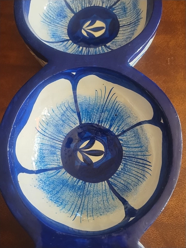 Cuencos para servir de madera esmaltada azul. Hecho en México. 3- Cuencos para servir adjuntos Foto 2 de 4