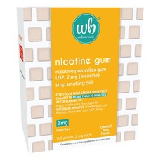 Wellness Basics Nicotine Gum 2mg Stop-Smoking Aid Fruit Flavor 160 Coun...