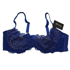 Fredericks of Hollywood Womans size 42D Sandie Floral Lace Bralette Bra Blue NEW