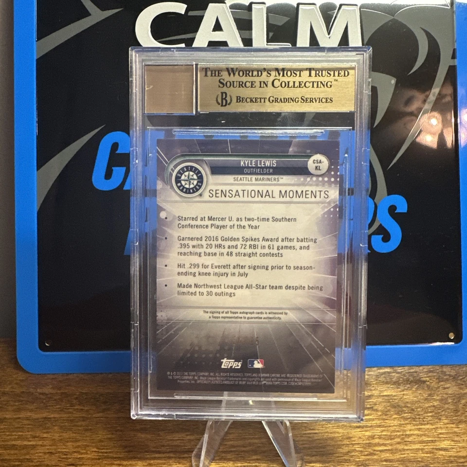 Autógrafos Kyle Lewis BGS 9.5 2017 Bowman Chrome Sensation naranja/25 10 Foto 2 de 4