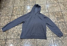 Pre Owned Lg Men  s Grey Pullover Hooded Sweatshirt With Front Pocket