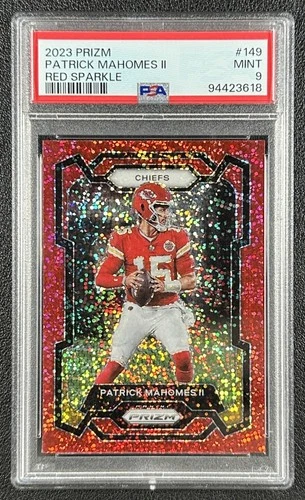 PATRICK MAHOMES II PSA 9 2023 PANINI PRIZM #149 RED SPARKLE SP CHIEFS 3618