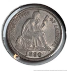 1890 Ten Cent Seated Liberty US American Dime Silver Coin Wreath