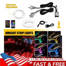 8-in-1 10m Rgb Led Car Ambient Light Decor Lamp Fiber Optic Strip App Remote 1-5 8-in-1 10m Rgb Led Car Ambient Light Decor Lamp Fiber Optic Strip App Remote 1-5