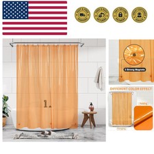 Clear Orange Shower Curtain Liner - PEVA Shower Liner with 3 Magnets  Metal...