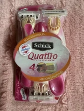 Women’s Schick QUATTRO Disposables Razors ~ 3 PACK ~ Skintimate RASPBERRY RAIN