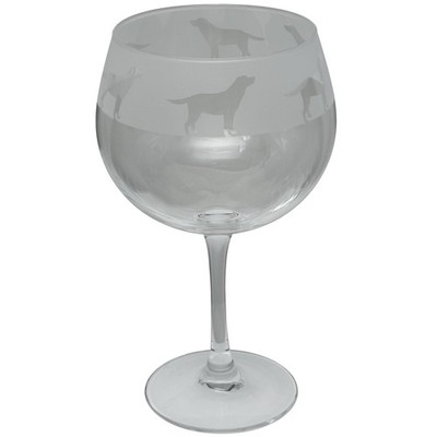 Gin Glass Decorated Labrador Dog Copa Balloon Glassware Animal Sandblast Animo