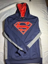 SUPERMAN Hoodie Sweatshirt Men Size Large DC Comics Polyester Excellent
