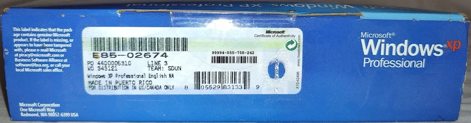 Microsoft Windows XP Professional w/SP2 Full English Version MS WIN PRO =SEALED= - Image 3 of 4