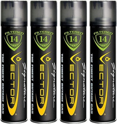Vector 14X Filtered Premium Refined Fuel Butane Gas Refill (320Ml) 4 Cans