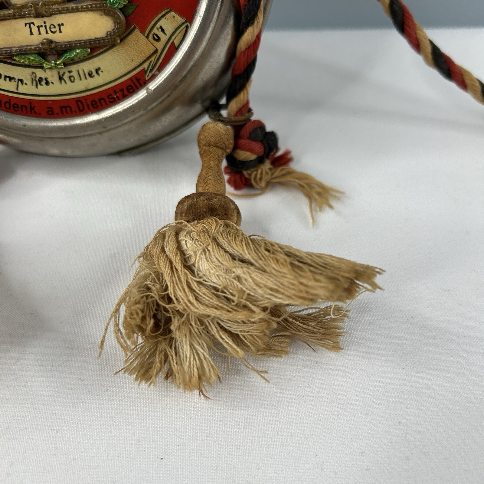 Pre WWI German Flask Metal/Glass Parole Heimat Soldier Reservist