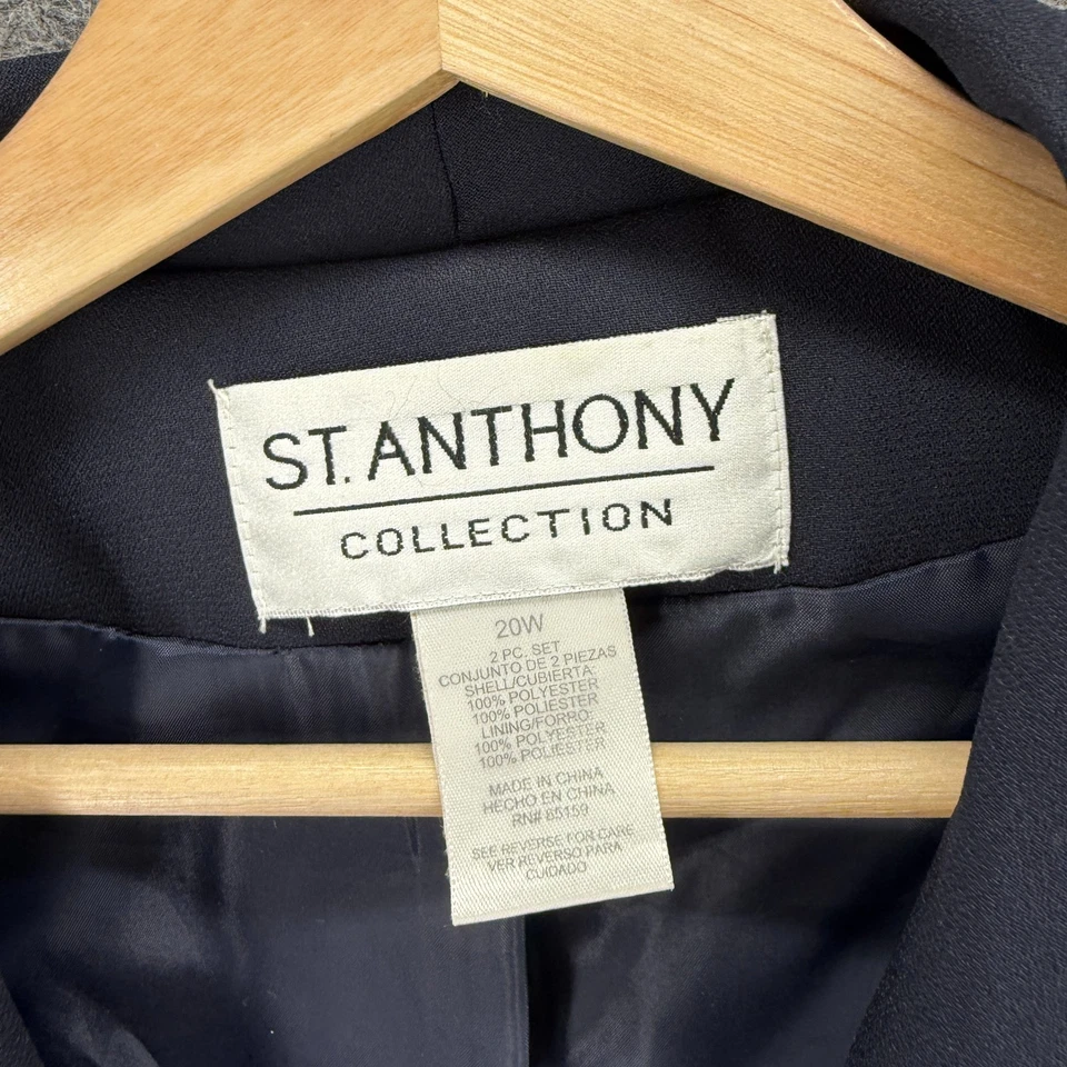 Blazer St. Anthony Mujer 20W Plus Azul Un Botón Manga Larga Cuello Forrado Foto 3 de 4