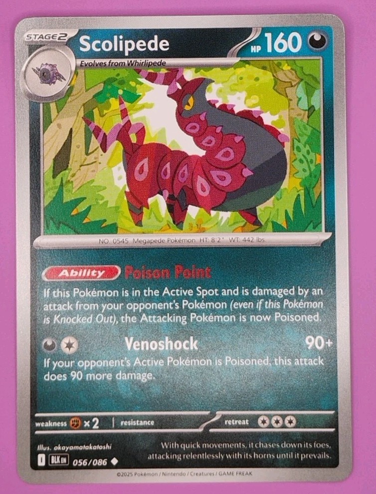 Scolipede 056/086 Black Bolt Regular Finish Uncommon Pokemon Card
