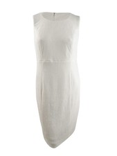 Kasper Women's Plus Size Ribbed Metallic Sheath Dress (14W, Vanilla Ice)