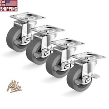 Heavy Duty Caster Wheels Set of 4 Industrial Use W/ Brake Lock  Swivel