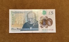 AA12 Prefix Polymer UK £5 Banknote Circulated But In Good Condition